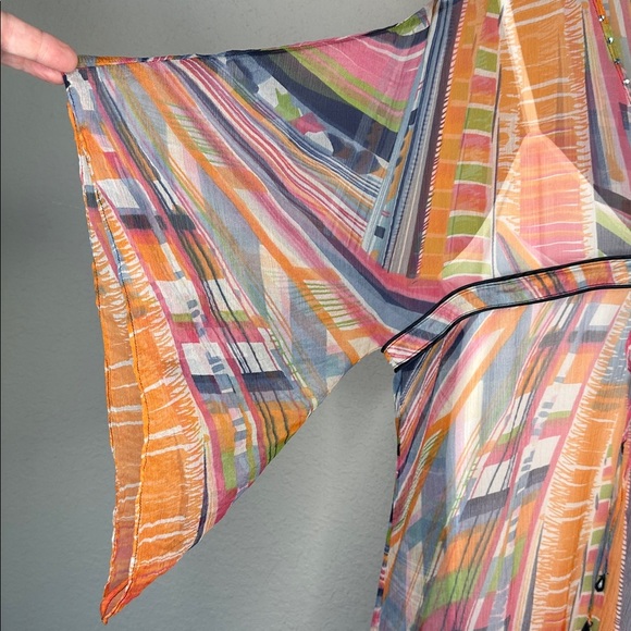 Boston Proper 100% Silk Sheer V Neck Blouse with V Neck Camisole Top Size 12 - Picture 3 of 16